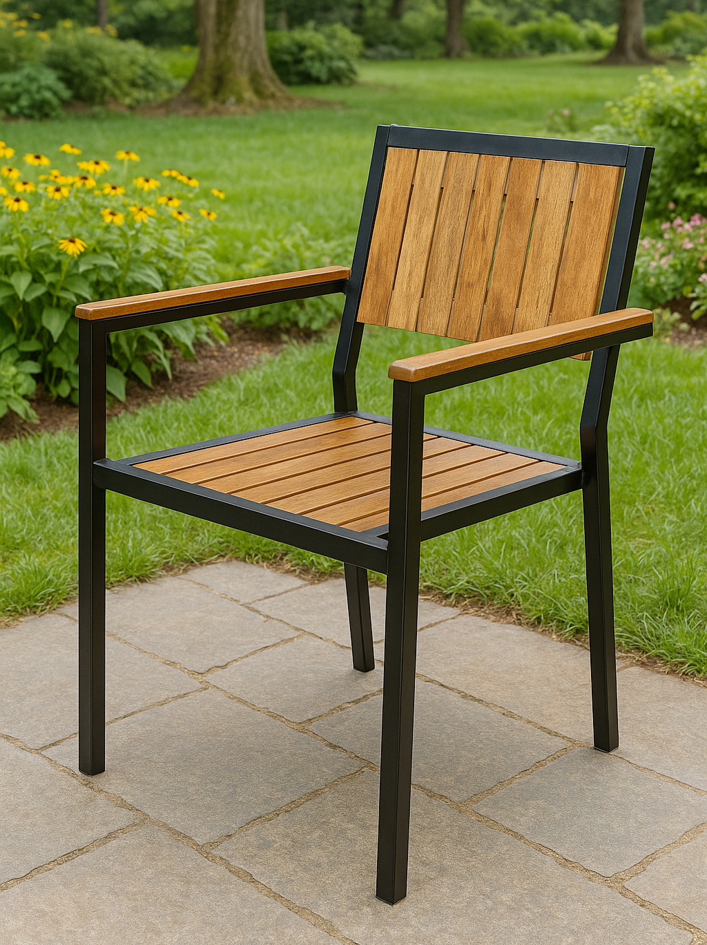 Bolero Steel & Acacia Armchair