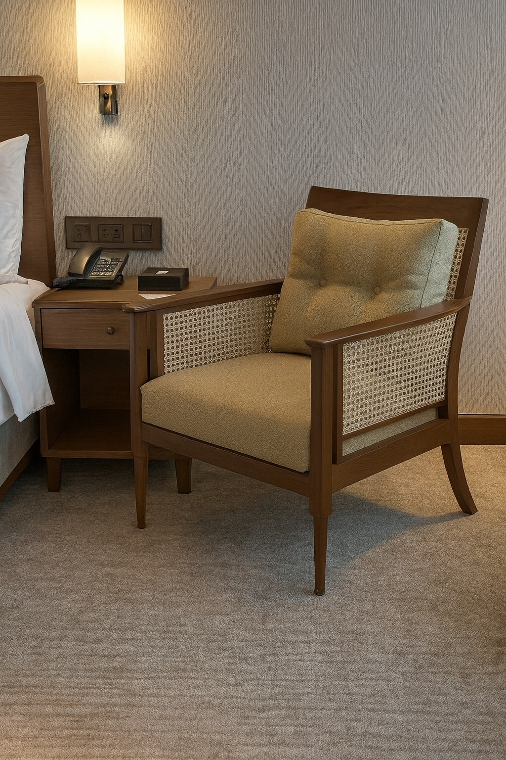 Pisces Solidwood Cane Room Accent Sofa Chair