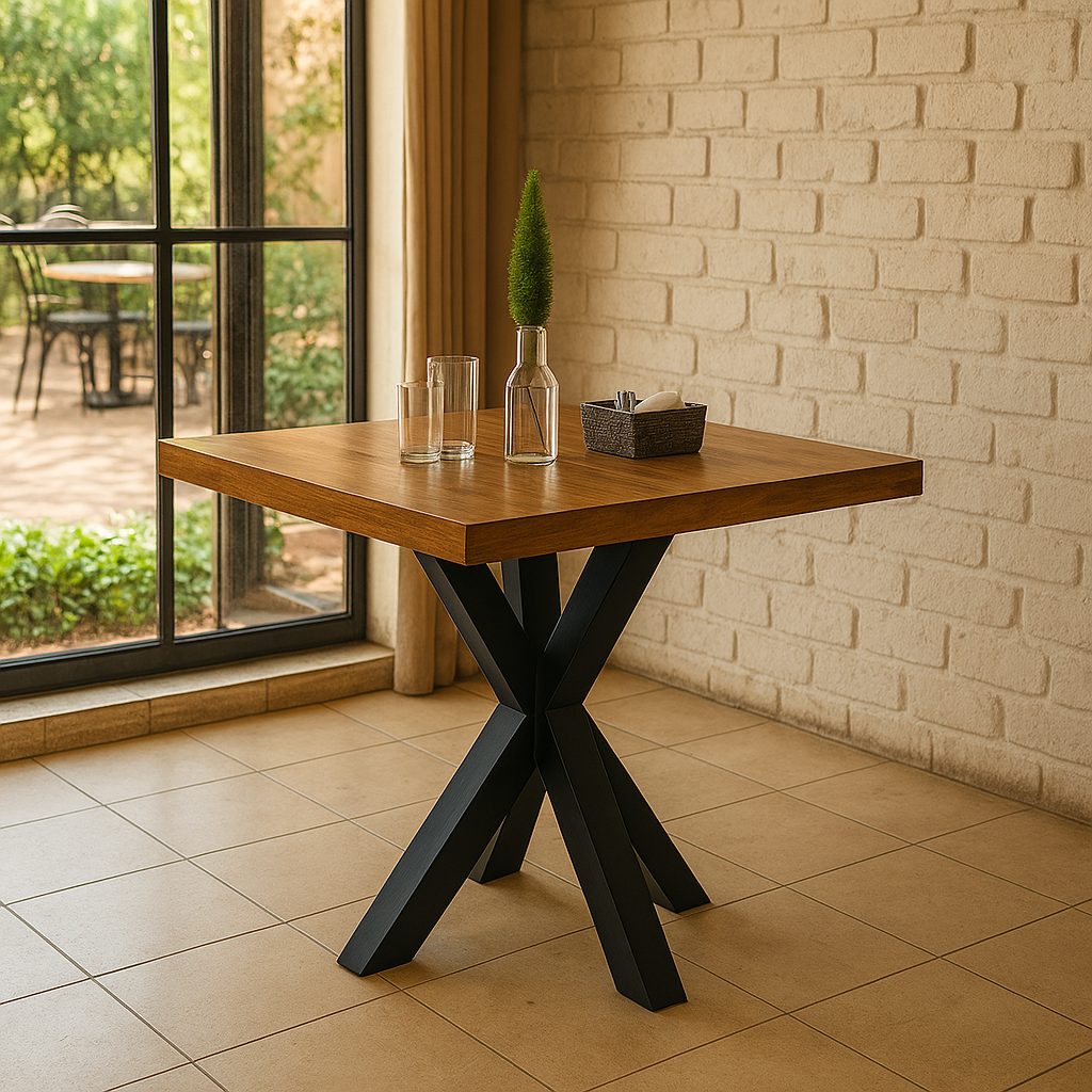 Cooper Dining Table in X Metal Leg