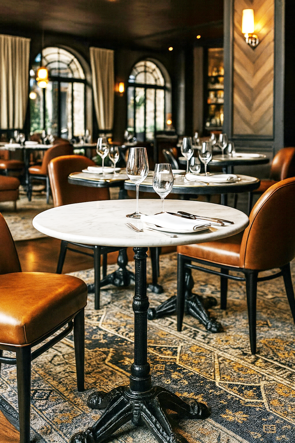 Majestic Marble Top Cast Iron Dining Table