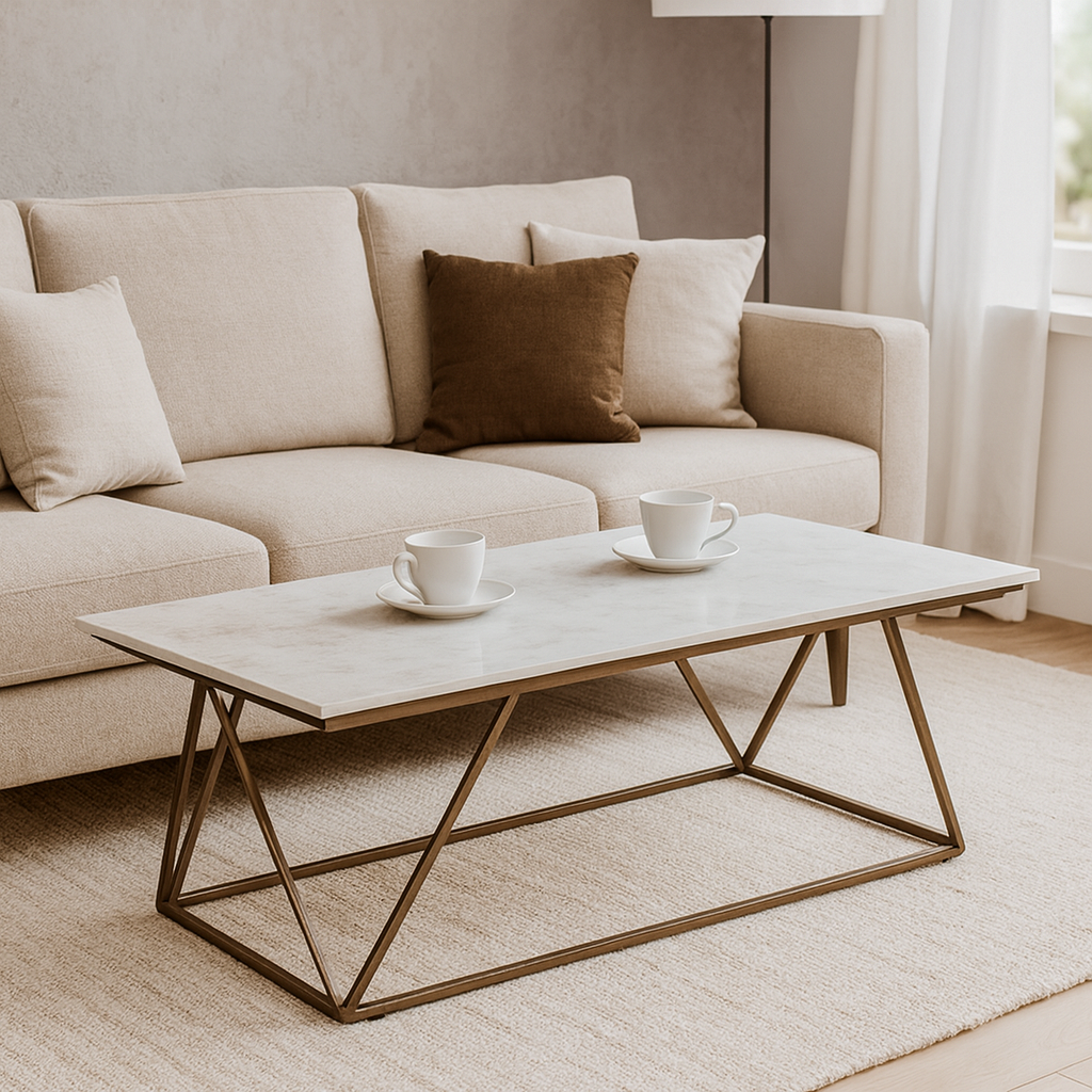 Coasters White Marble Top Coffee Table