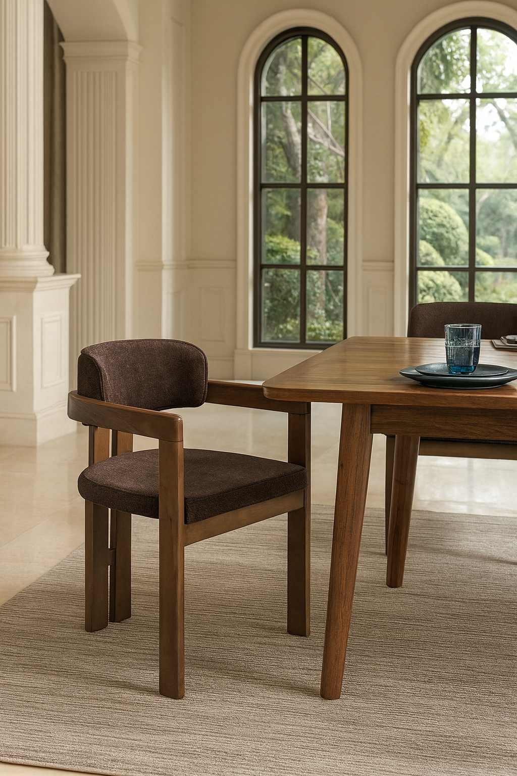 Burbon Fine Dining Cafe Solidwood Upholstery Chair