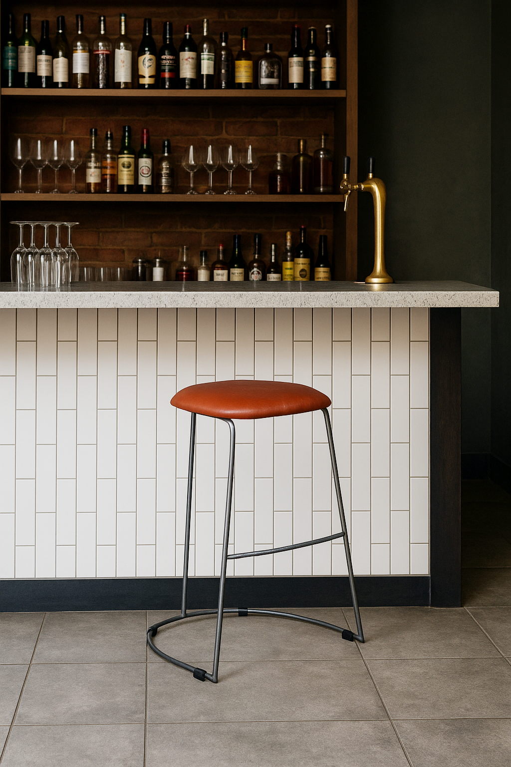 Malcolm Industrial Leather Bar Stool