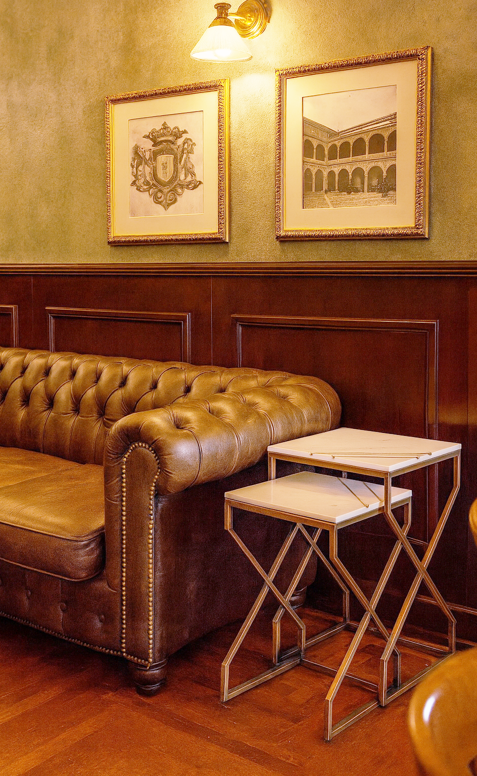 Kraftwark End Table Set Marble Inlay