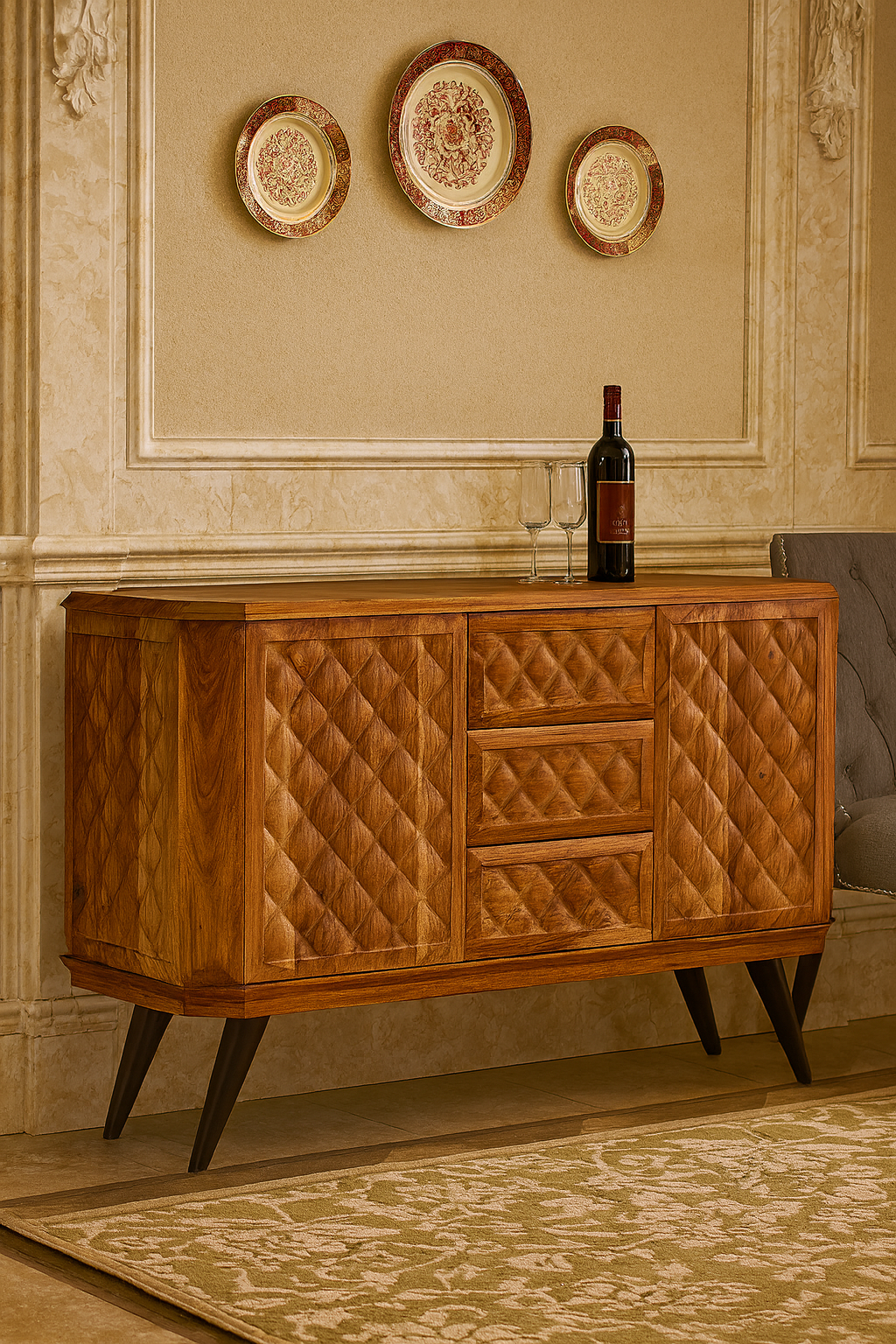 Chesterfield Solidwood Sideboard Cabinet