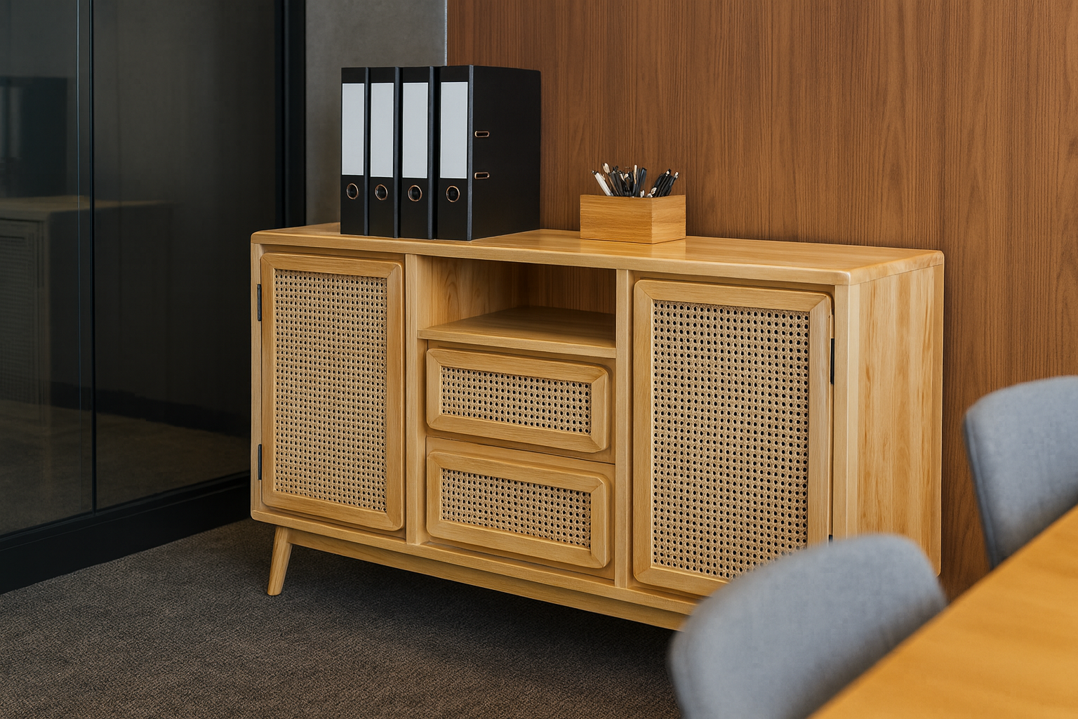 Sufflock Rattan Side Board Cabinet