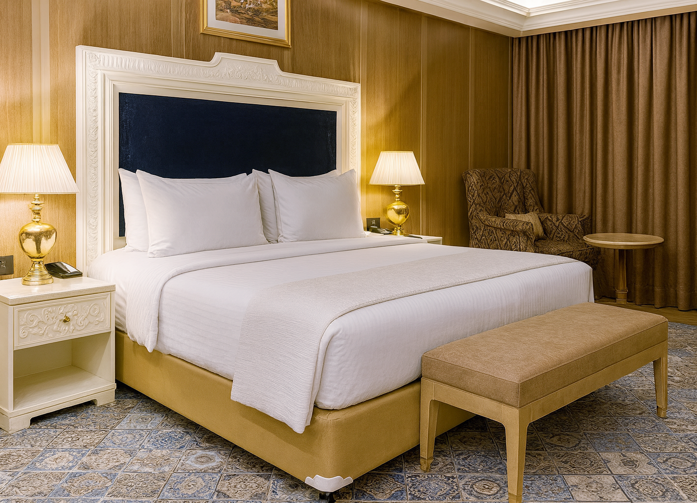 Emerald Carving Hotel King Size Bed