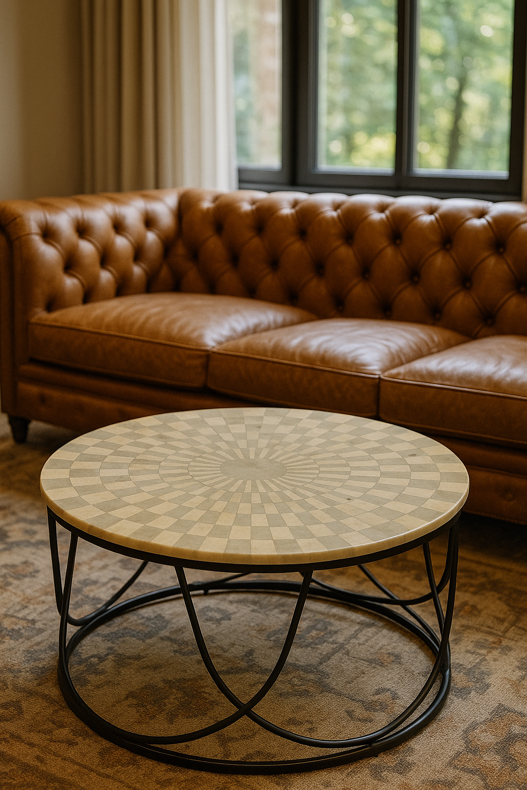 Jolie Engraved Marble Top Coffee Table