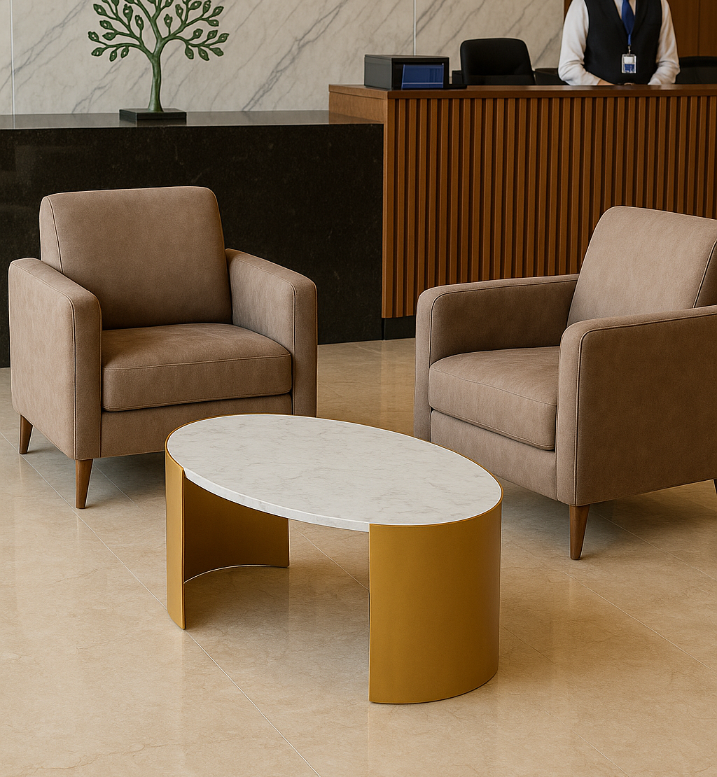 Erin Oval Marble Top Coffee Table