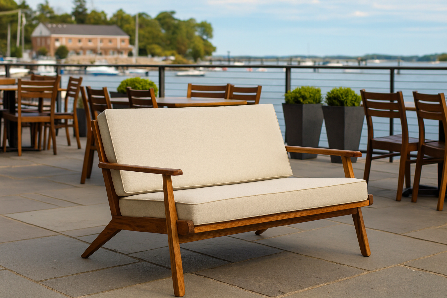 Winton Solidwood Upholstered Two Seater Bench